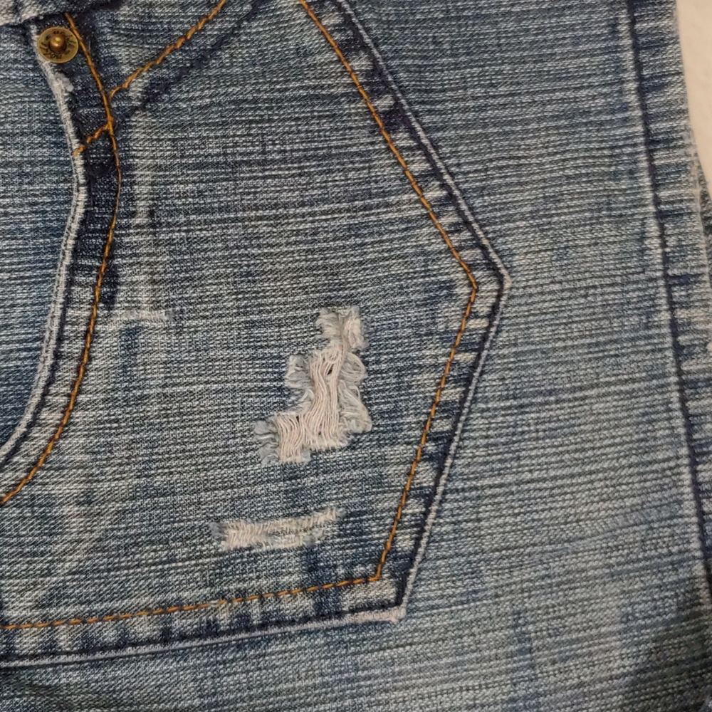 Women’s Denim Shorts in Blue - Casual Distressed Cutoff - Picture 3 of 10